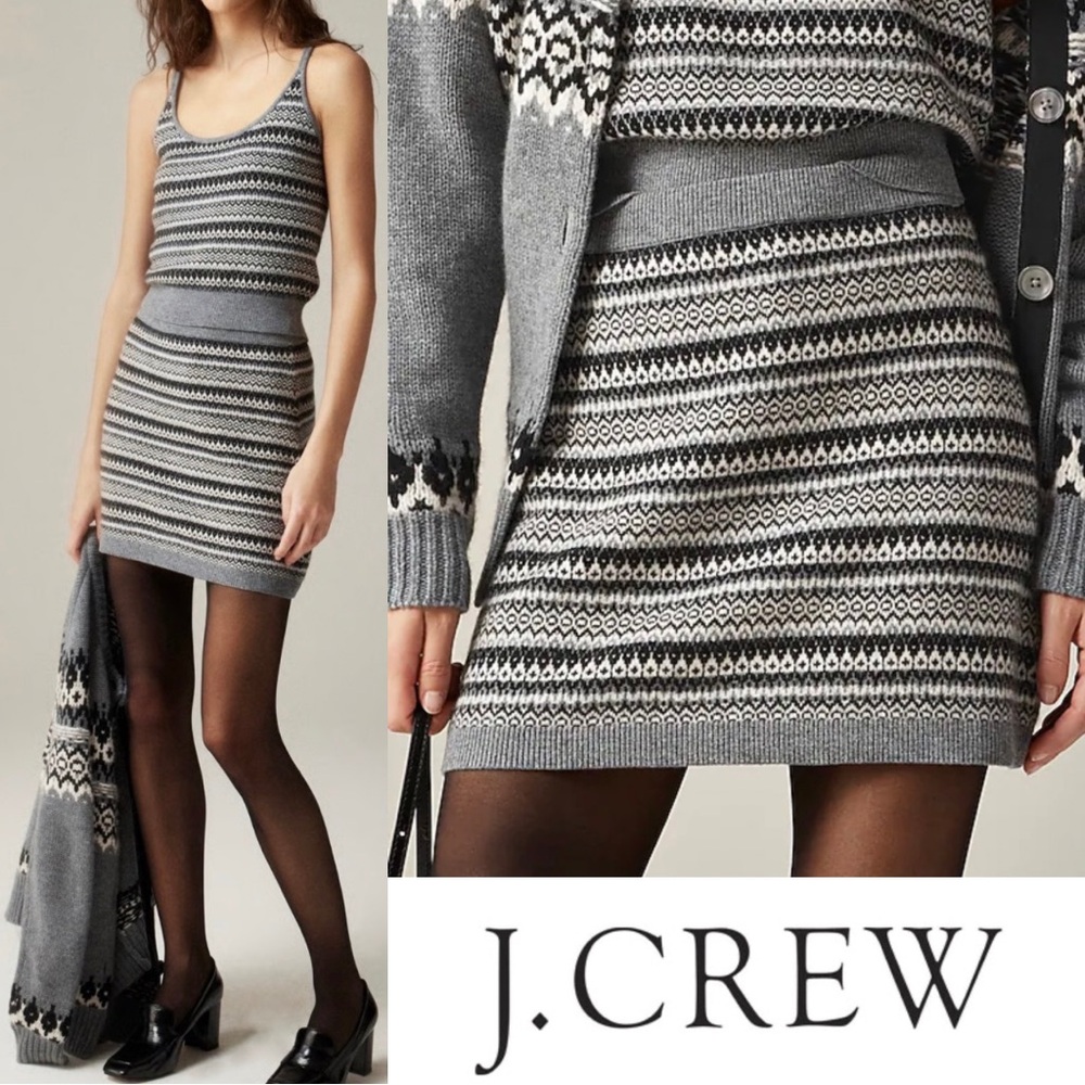 J.Crew Cashmere Fair Isle Sweater Skirt M